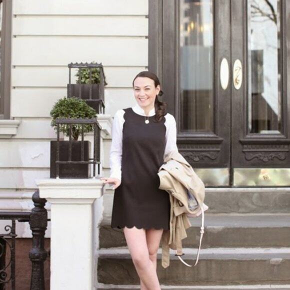 J. Crew 2 Necco Scalloped Shift Dress Black - Picture 3 of 10